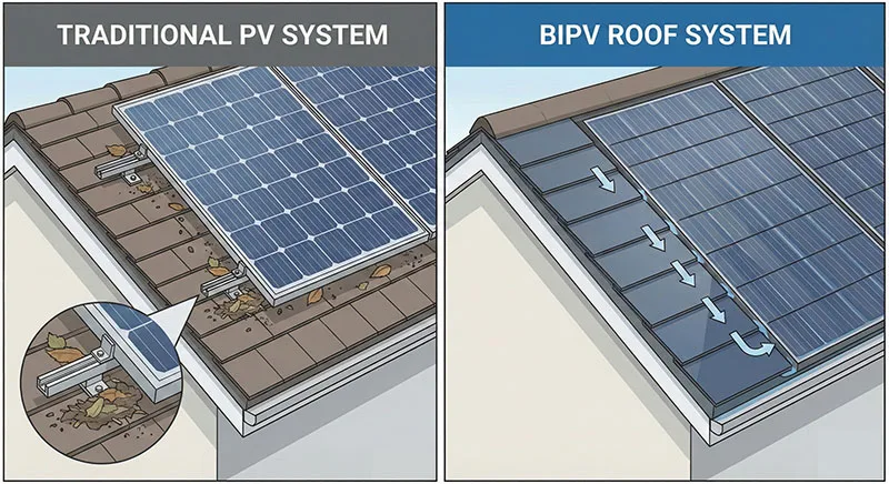 The BIPVSYSTEM Advantage vs. Traditional Solar/Old BIPV: