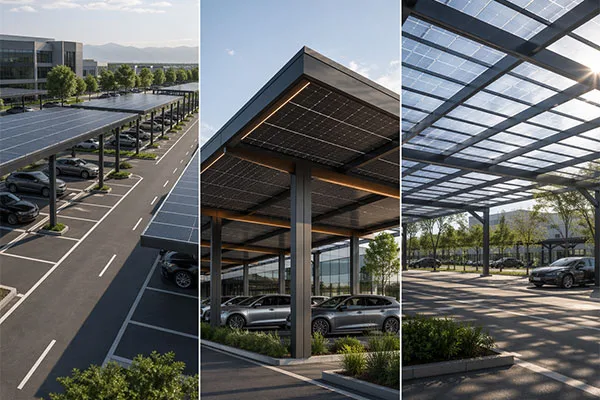 Typical customization directions include parking rhythm alignment, canopy appearance adjustment, and selected transparency or daylight control according to project needs.