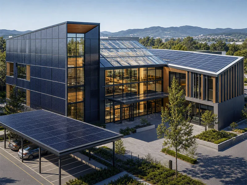 BIPV solutions for facade roof glass canopy and building envelope integration