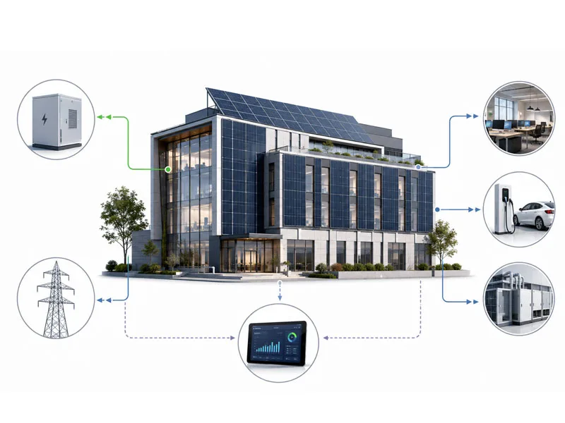 smart BIPV system with PV ESS grid and building load coordination