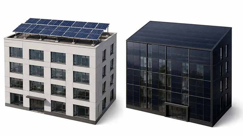 Comparison between standard solar panels and building integrated photovoltaic modules